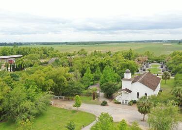 An aerial view of Whitney Plantation.